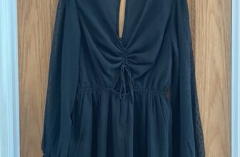 Black Playsuit All-in-One, Size 12 Womens Black Boohoo Good Condition Long Sleev