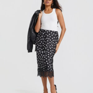 Black & White Polka Dot Lace Mix Skirt – 20