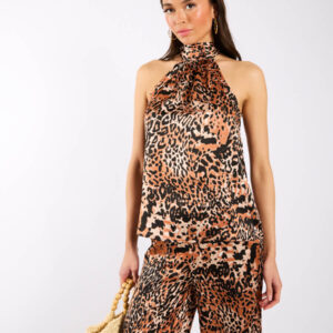 Brown Animal Printed Halter Neck Top – 18