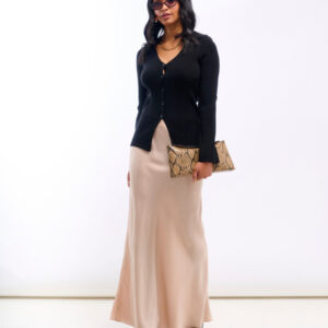Champagne Satin Maxi Slip Skirt – 18