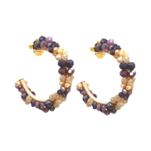 Bibi Marini Champagne & Deep Purple Bouquet Hoop Earrings