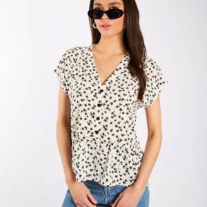 Ivory Floral Tiered Hem Top – 16