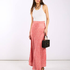 Pink Animal Satin Midi Skirt – 14