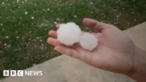 Large hail seen in Texas after storms hit central US
