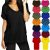 WOMEN LADIES BAGGY OVERSIZED LOOSE FIT TURN UP BATWING SLEEVE V NECK TOP T-SHIRT