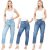 Ladies Womens Jeans High Waisted Denim Regular Fit Casual Light Blue Size 12 14