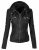 Women’s Black Biker Motorcycle Stylish Real Leather Jacket Coat – Detach Hoodie