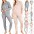 F&F Ladies Hooded Tracksuit Women Rib Knitted Soft Touch Stretch Loungewear Set