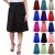 Plus Size Womens Ladies Mid Length Stretch Flared Skater Swing Long Scuba Skirt