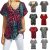 Womens T Shirt Ladies Oversized Baggy Plus Size Top Loose V Neck Turn Up Batwing