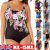 Plus Size Womens Tummy Control Monokini Swimming Costume One Piece Swimsuit UK