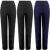 3 PACK WOMENS STRAIGHT LEG TROUSERS LADIES STRETCH PANTS PULL ON BOTTOMS