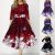 Christmas Women Snowflake Midi Dress Ladies Floral Xmas Party Skater Swing Dress