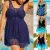 Plus Size Womens Skirted Swim Dress Tankini Short Set Swimming Costume Swimsuit