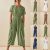 Women Plain Playsuit Jumpsuit Romper Tops Summer Overalls Cropped Pants Jumpsuit