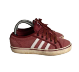 Adidas Nizza Maroon Red Canvas White Striped Low Top Trainers Trefoil – UK 5