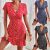 Womens Summer Beach Boho Sun Dress Ladies Holiday V Neck Mini Dresses Size 8-18