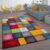 Short-Pile Living Room Rug Check Design Colourful Squares Multi-Coloured Colourf