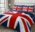 Union Jack Checkered Stripes Reversible Blue Red Bedding Set Single Double King