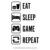 Eat Sleep Game Repeat Kids Gaming Self-Adhesive Vinyl Wall Art Decal