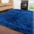 Soft Royal Navy Blue Shaggy Rug Non Shed Deep Living Room Rugs Long Hall Runner