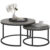 HOMCOM 2 Pcs Stacking Coffee Table Set Steel Frame, Marble Dark Grey