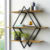 Floating Wall Mounted Display Shelf 3 Tiered Wooden Shelves Black Frame Shelving