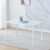 120cm White Minimalistic Black Dining Table Glass Top Kitchen with Metal Legs