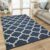 Navy Cotton Rug Moroccan Trellis Washable Handwoven Tassels Extra Large Small