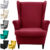 Fleece Wing Chair Covers Velvet Stretch Wingback Sofa Slip Cover Full Cover