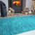 Teal Bright Blue Warm Shaggy Pile Area Rug Living Room Bedroom Floor Rugs