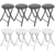 BLACK WHITE FOLDING STOOL ROUND FOLDABLE METAL SPACE SAVING STOOLS PADDED SEAT