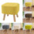 Luxury Square Linen Footstool Ottoman Seat Padded Pouffe Foot Rest Wooden Leg UK