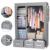 Large Fabric Canvas Wardrobe with Clothes Hanging Rail Shelving Storage Closet