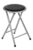 Folding Stool Black Paded Portable Space Saving Silver Metal Frame Kitchen Stool