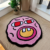 Cherry Bomb Pink Handmade Tufted Rug Cartoon Circle Punch 80X80cm