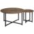 HOMCOM 2 Pcs Round Coffee Table with Metal Frame Side Accent Tables Brown