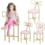 Pink Soft Velvet Dressing Table Chair Vanity Stool Kids Study Desk Chair Bedroom