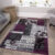 Contemporary Purple Patchwork Rug | Soft Non Shedding Living Room Rug | Cheap