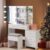 White Dressing Table Set with LED Light Stool Drawers Shelf Bedroom Makeup Table