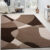 Designer Rug Modern Geometric Pattern Contour Cut In Brown Cream Beige