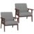 HOMCOM Set of 2 Accent Chairs Modern Armchairs for Bedroom Living Room Grey