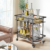 2er Rolling Serving Bar Cart Marble & Tempered Glass Kitchen Island Storage Cart