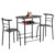 3 Pcs Compact Dining Room Set Kitchen Breakfast Bar Table W/ Storage Shelf Black