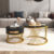 Set of 2 Coffee Nesting Table Set Black Sofa Side Table Faux Marble with Drawer