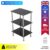 Black Glass Shelving Unit, 3 Tier Storage Display, Chrome Legs, Safety Glass