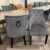 4x FurnitureDW Bentley Dark Grey Velvet Dining Chair w/ Wooden Leg Ring Knocker