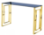 Console Table Hall Display Stand Grey Tempered Glass Top Gold Steel Frame