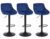 3 X BLUE Velvet Bar stools , set of 3,  Matt Black Metal