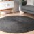 Rug Black Round Natural Jute Hand Braided 100% Farmhouse Area Rug Living Room